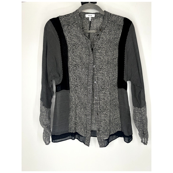 Reiss Black and White Blouse - Picture 8 of 8
